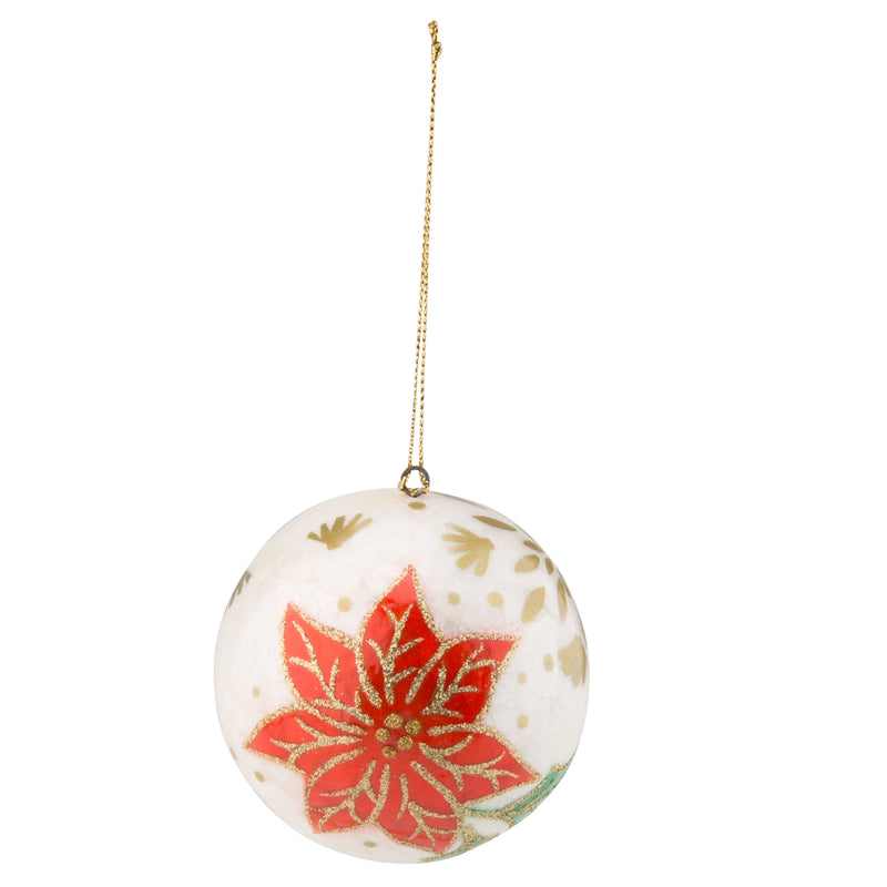 Christmas Ornament- Capiz w/ Poinsettia