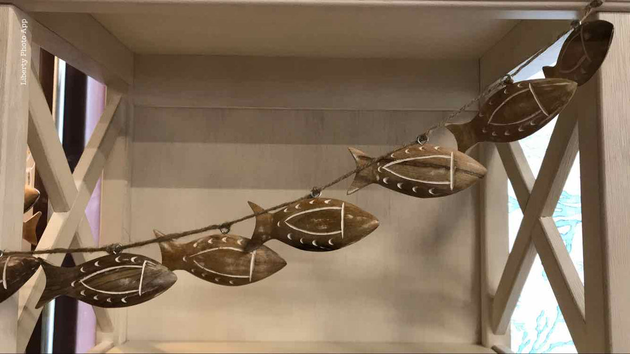 Carved Wooden Fish Garland