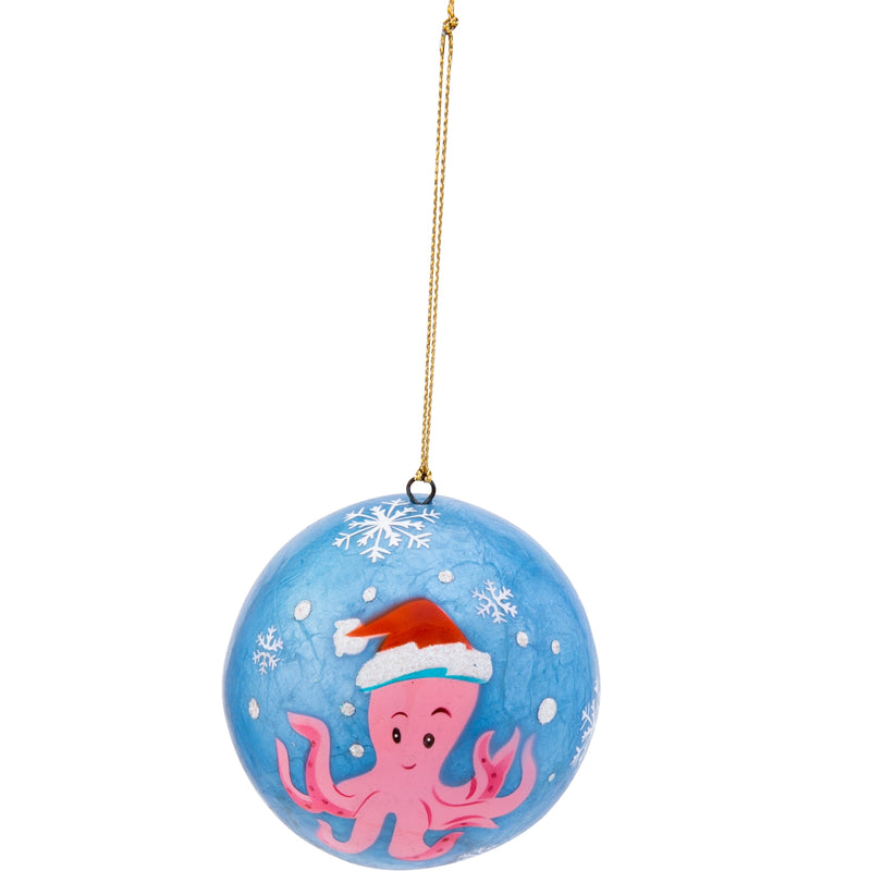 Christmas Ornament-Capiz w/ Pink Octopus