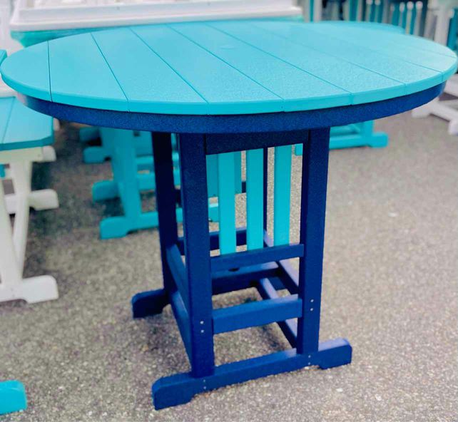 48" Round  Bar Height Table- Aruba Blue & Patriot Blue