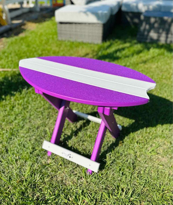 Folding Surfboard End Table- Purple & White