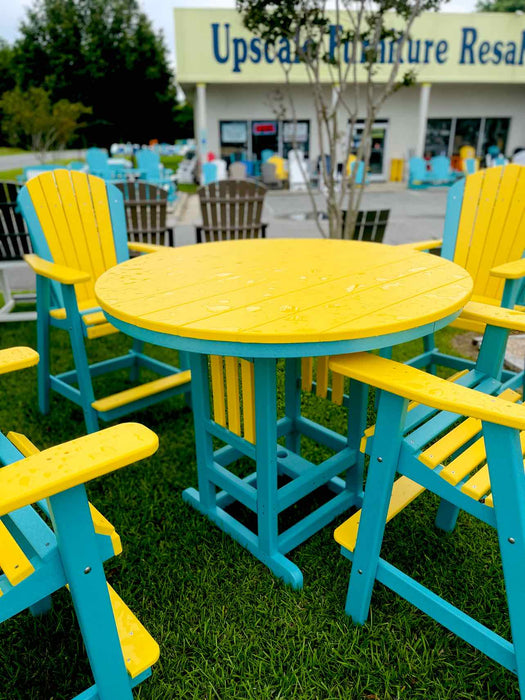 48" Round  Bar Height Table- Yellow & Aruba Blue