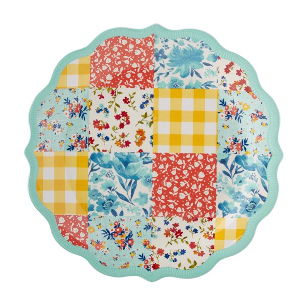 Pioneer Woman Patchwork Medley Plate- Teal