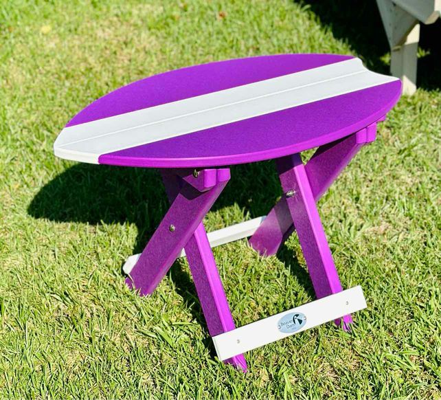 Folding Surfboard End Table- Purple & White