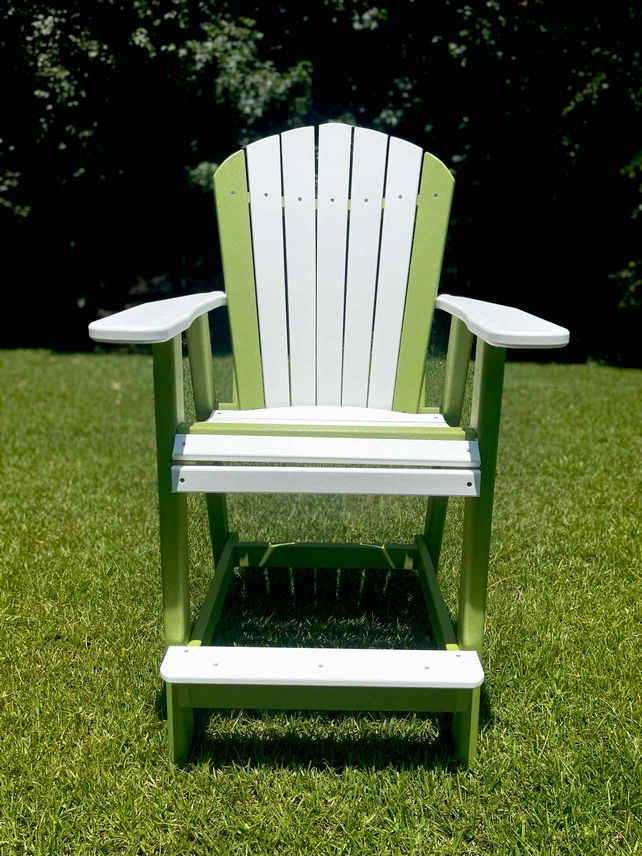 Bar Height Adirondack Chair- White & Lime Green