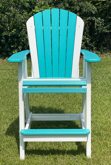 Bar Height Adirondack Chair- Aruba Blue & White
