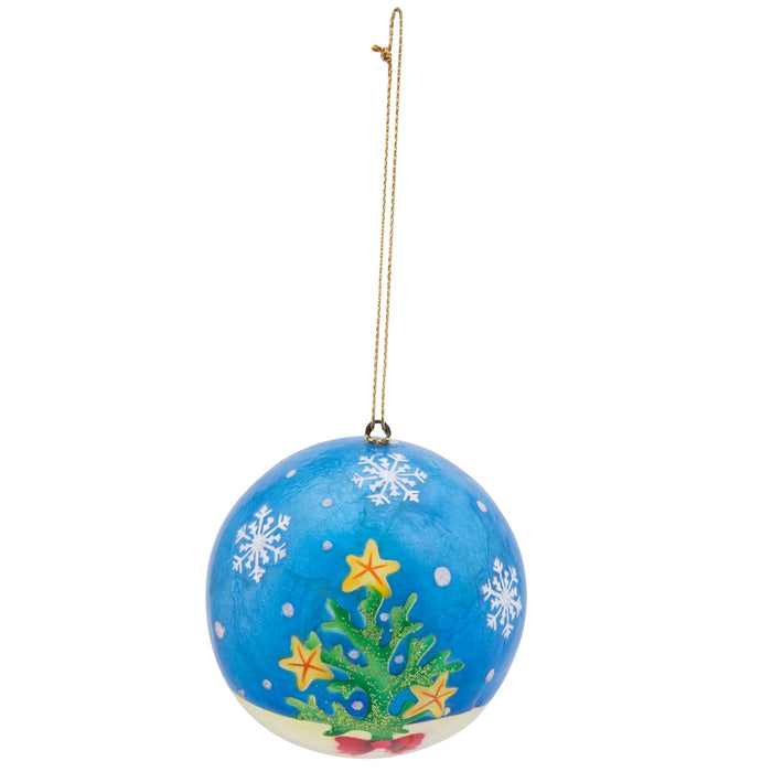 Christmas Ornament- Capiz w/ Coral Christmas Tree