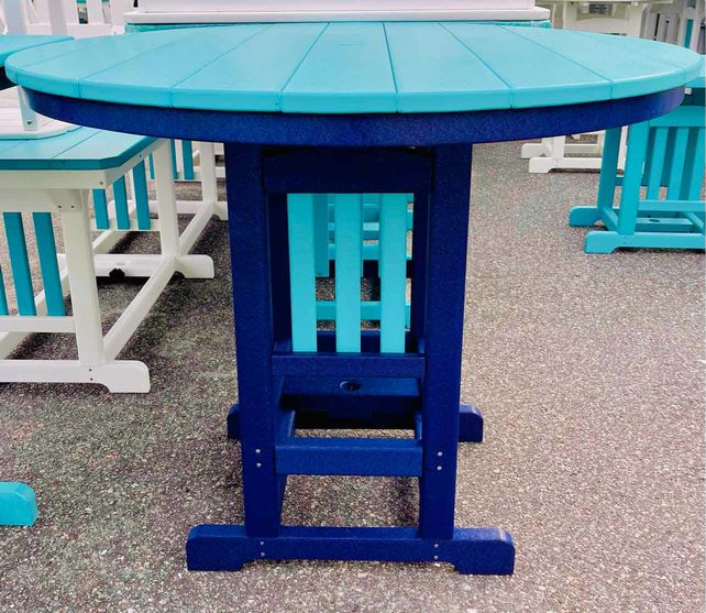 48" Round  Bar Height Table- Aruba Blue & Patriot Blue