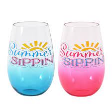(1) 30 oz. Stemless Wine Glass- Summer Sippin