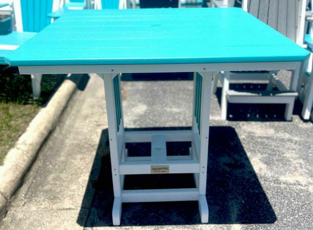 44" Square Bar Height Table- Aruba Blue & White
