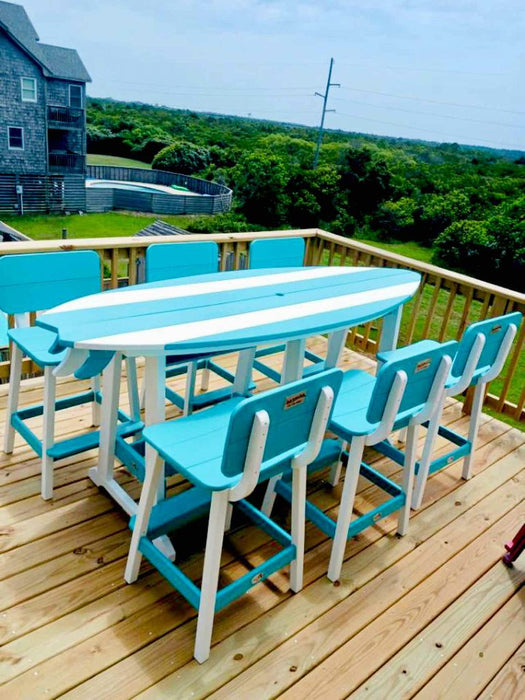 8' Surfboard Bar Height Table- White & Aruba Blue