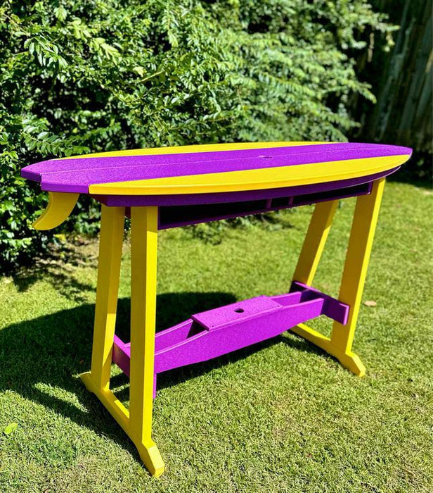 6' Surfboard Bar Height Table- Yellow & Purple