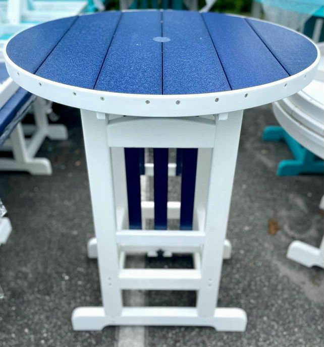 33" Round Bar Height Table- Patriot Blue & White