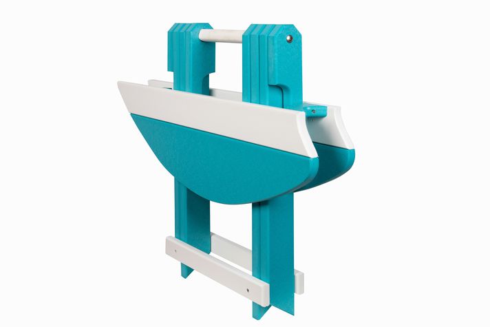 Folding Surfboard End Table- White & Aruba Blue
