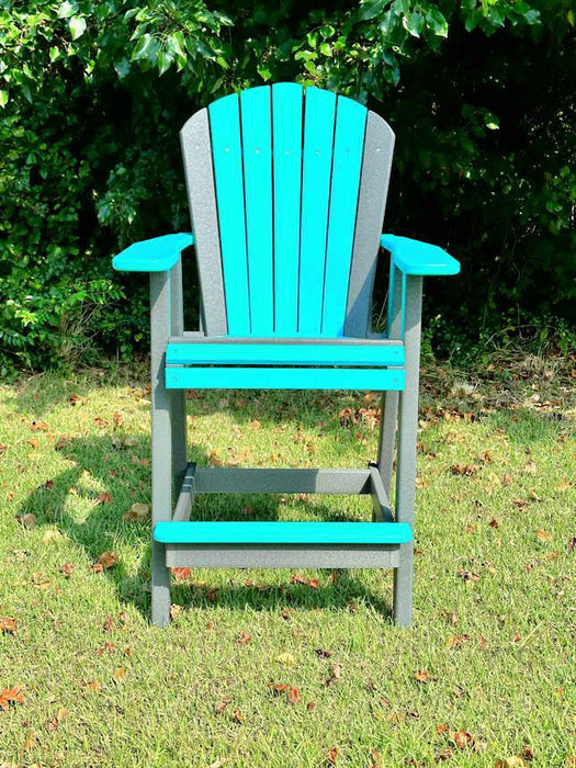 Bar Height Adirondack Chair- Aruba Blue & Dark Gray
